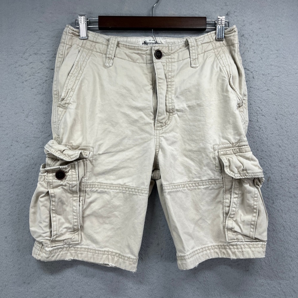 Abercrombie Kids Cargo Shorts Boys 16 Beige Classic Utility Distressed Gorpcore